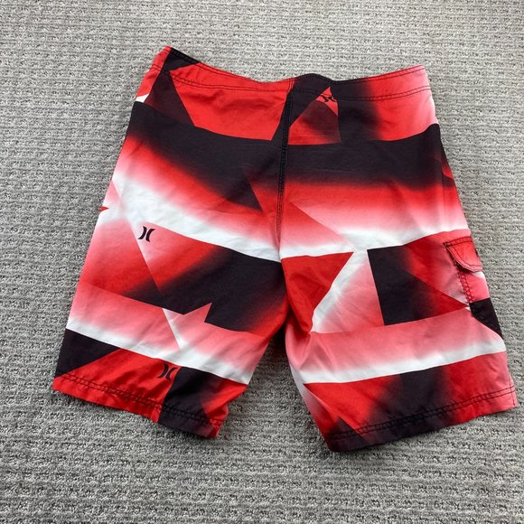 Hurley Swim Trunks Men 36 Red Black Bathing Suit Board Shorts Embroidered Logo - Picture 2 of 14